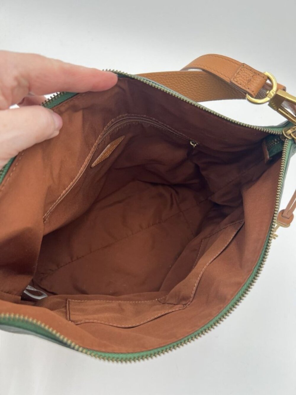 Fossil Julianna Hobo Bag Leather Colorblock Strip Shoulder Purse Key Charm EUC - Picture 14 of 16